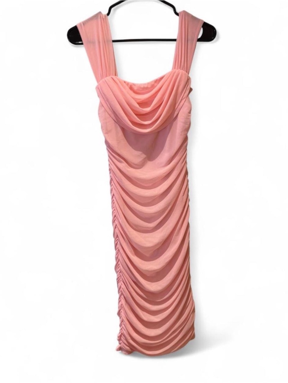 Sleeveless Pink Draped Maxi Dress